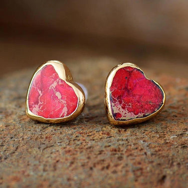 Perfect Light Heart Jasper Stud Earring-Your Soul Place